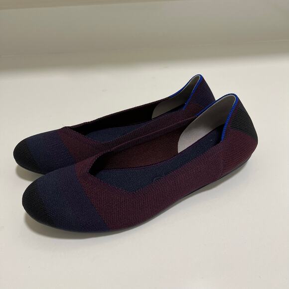 Rothy's The Flat Blackberry Captoe Ombre Colorblock Flats Size 9.5 - Picture 3 of 9